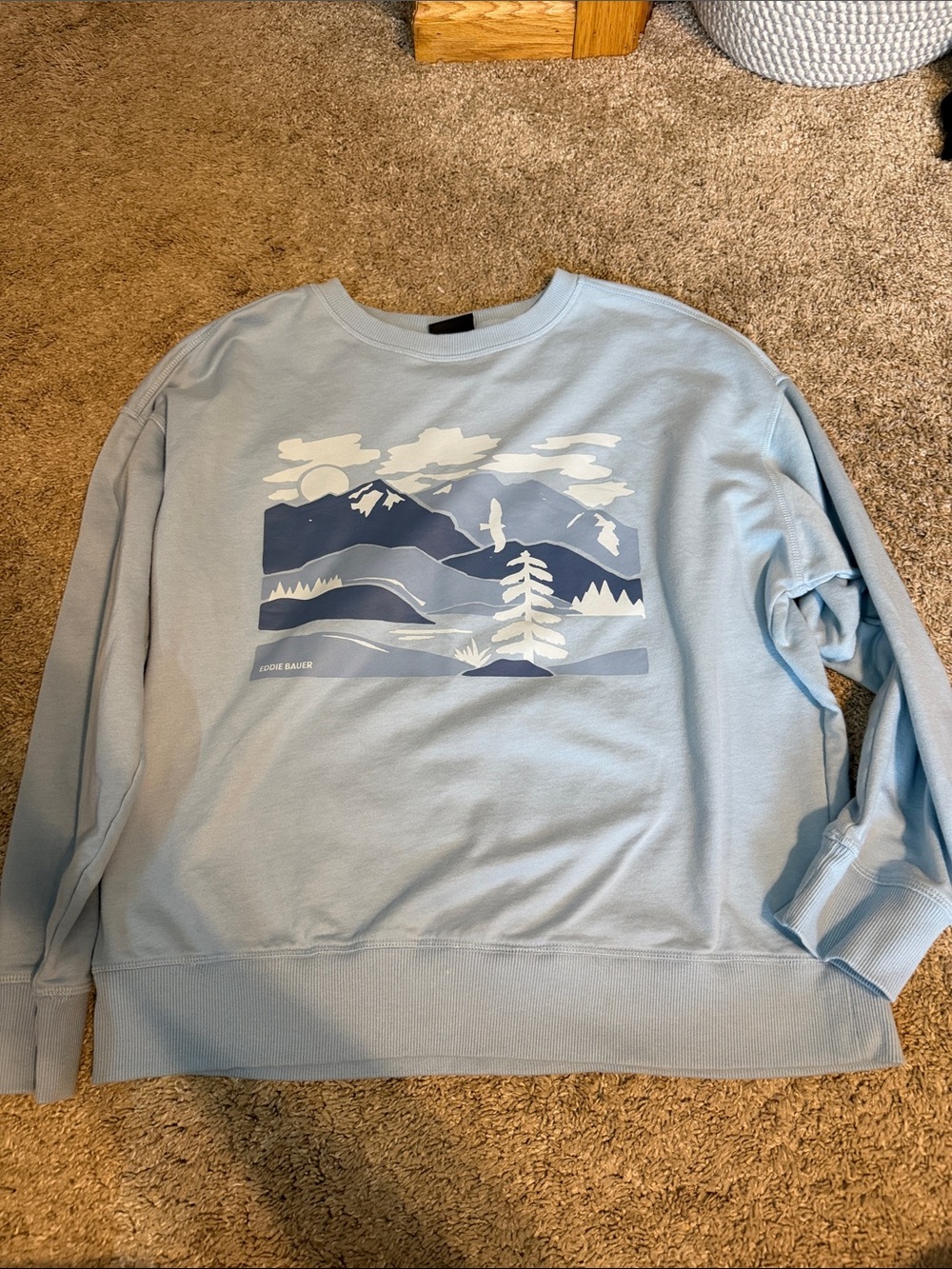 Eddie Bauer Light Blue Graphic Crewneck Sweater
